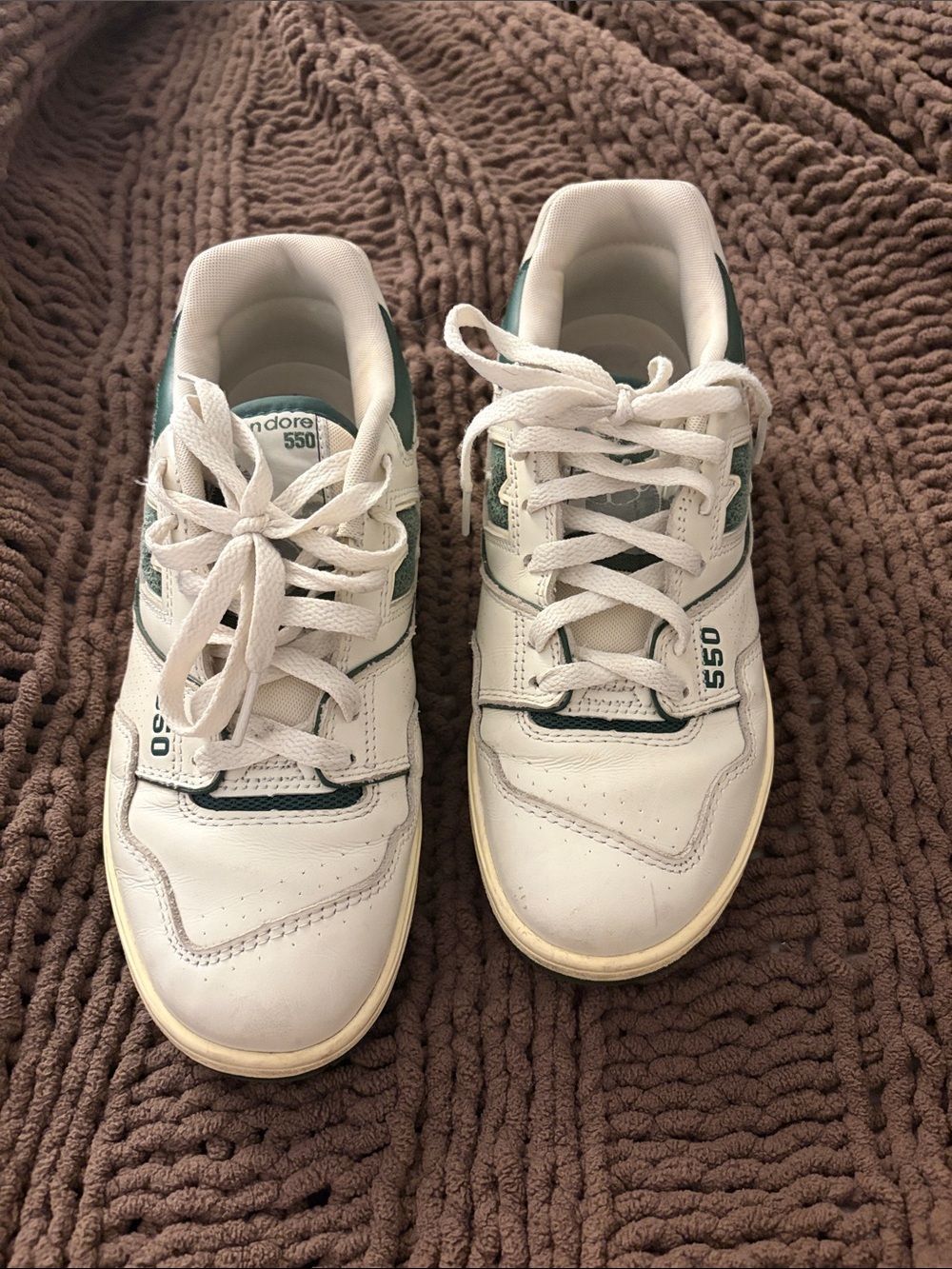 New Balance x aimé leon dore White and Teal 550 Sneakers